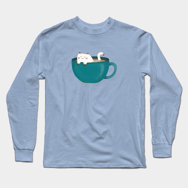 Latte Kitty Long Sleeve T-Shirt by LesliePress